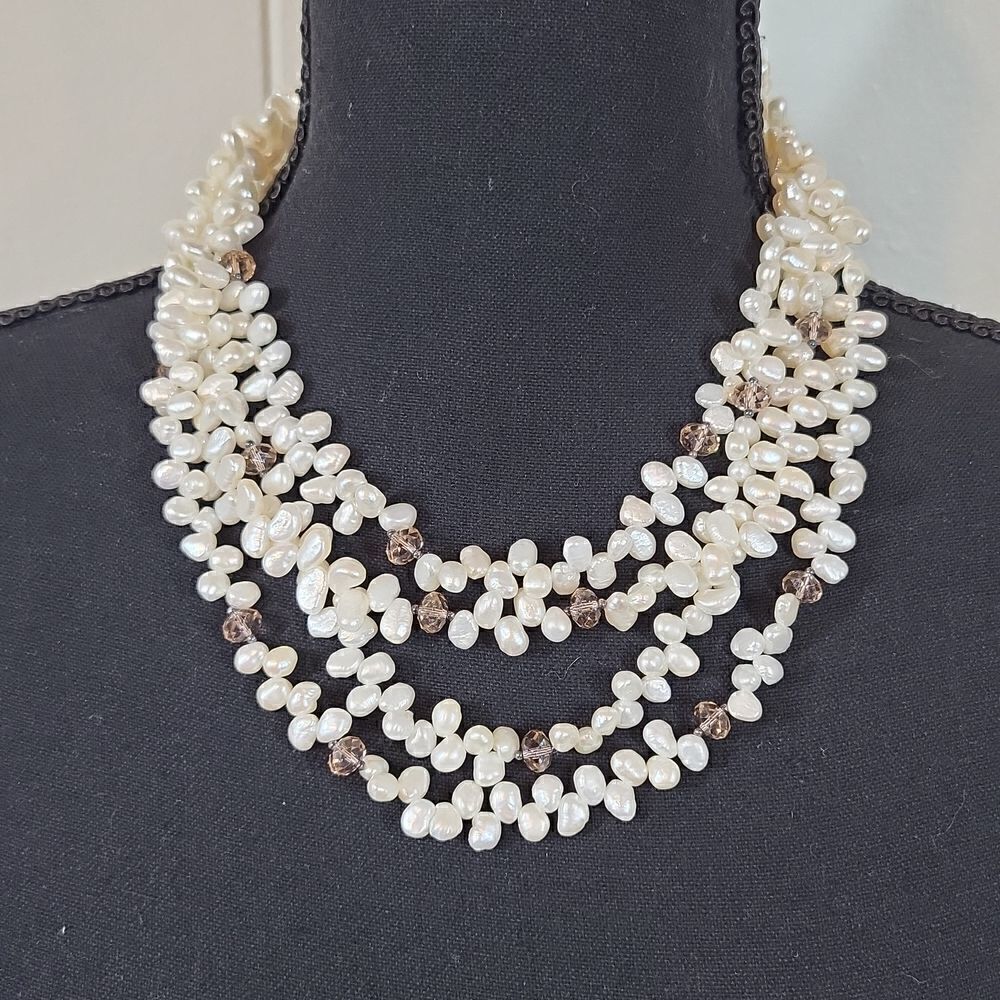 White & Pink Multi Strand Necklace